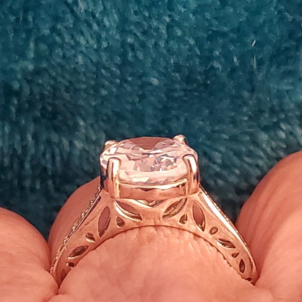 Sterling silver diamond cz solitaire ring